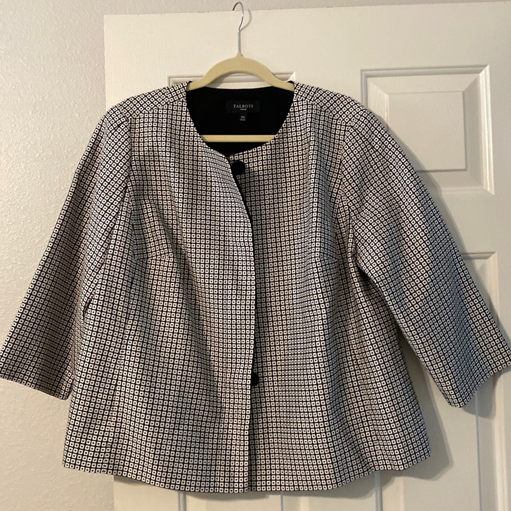 Talbots Black & White Jacket 14W